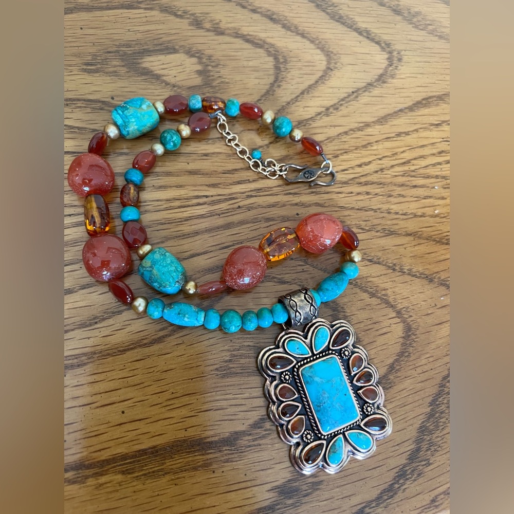Studio Barse Turquoise and Red Necklace
